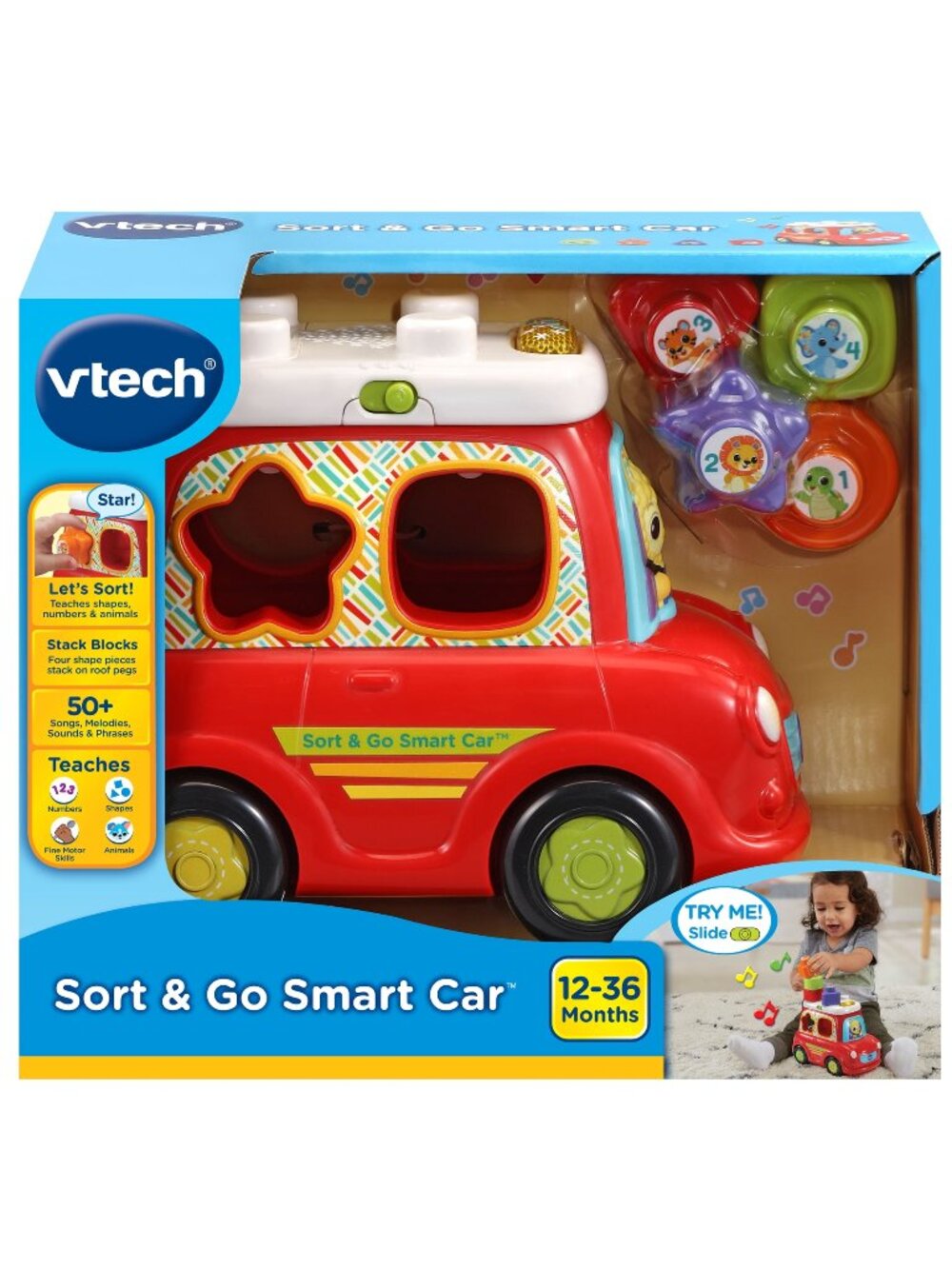 VTech Sort & Go Smart Car - 2-in-1 Shape Sorter & Pull Toy - English New in Box